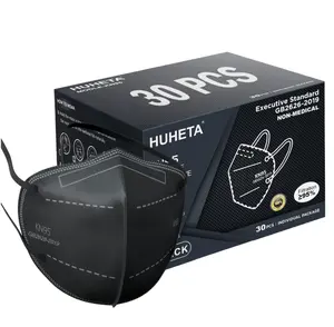 KN95 Face Masks, Packs of 30 Individually Wrapped, 5-Ply Breathable and Comfortable Safety Mask, Filter Efficiency Over 95%, Protective Cup Dust Masks Against PM2.5 (Black Mask)