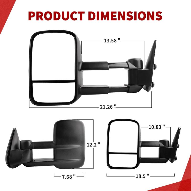 YITAMOTOR Pair Manual Towing Mirrors Car Accessories for 1999- 2006 Chevy Silverado GMC Sierra 1500 2500HD 3500HD