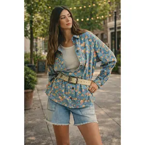 Spring Floral Denim Shacket