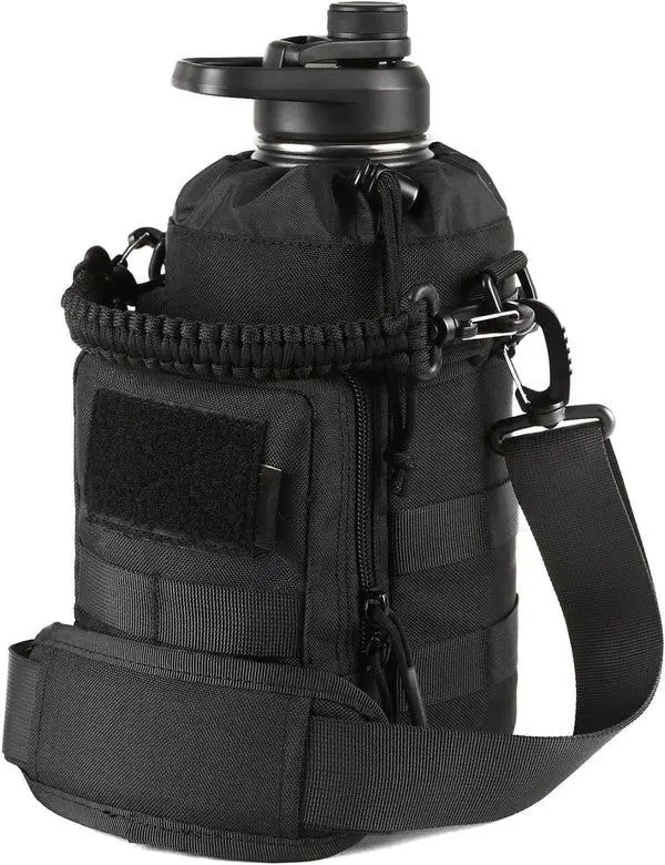 64Oz Tactical Water Bottle - Portable Cold& Hot Stainless Steel Insulated Water Bottle, Metal Military Bottle, Removable Sleeve Tactical Carrier Bag for Hiking Camping Hunting