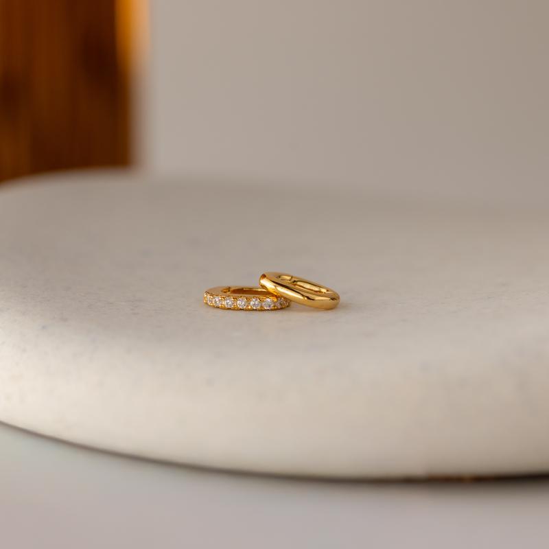 Pave Ring Lock Set by Caitlyn Minimalist - Set of 2 Dainty Ring Charms in 18K Gold & Silver Finish - Oval Diamond Link Charms for Ring  - Elegant Wedding Jewelry - Perfect Gift for Girlfriend