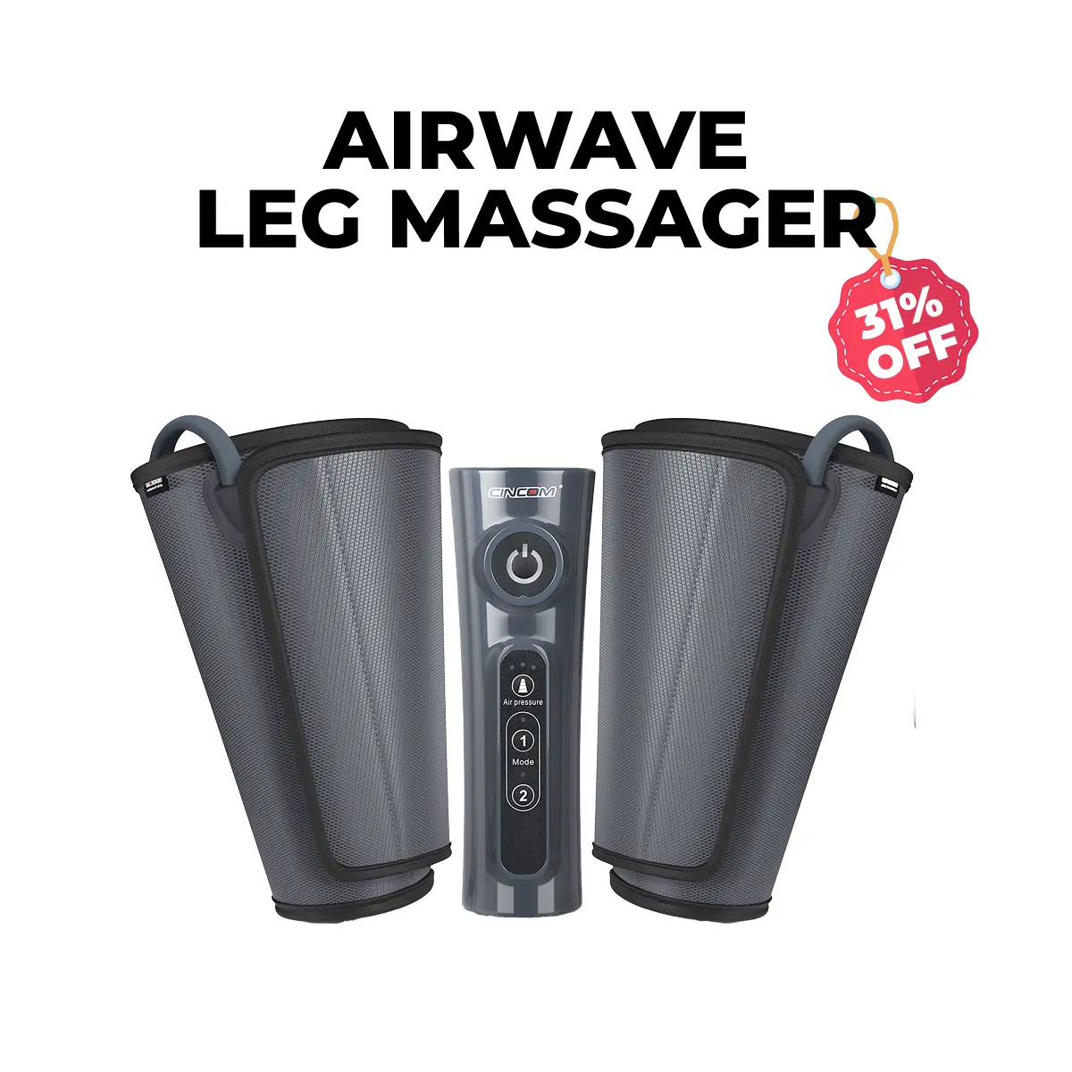 CINCOM Airwave Leg Massager with Calf Airbags, Adjustable Modes, Adjustable Vibration Intensity Levels - Relaxing Home Personal Care Massage Device for Cramp Relief, Circulation Boost