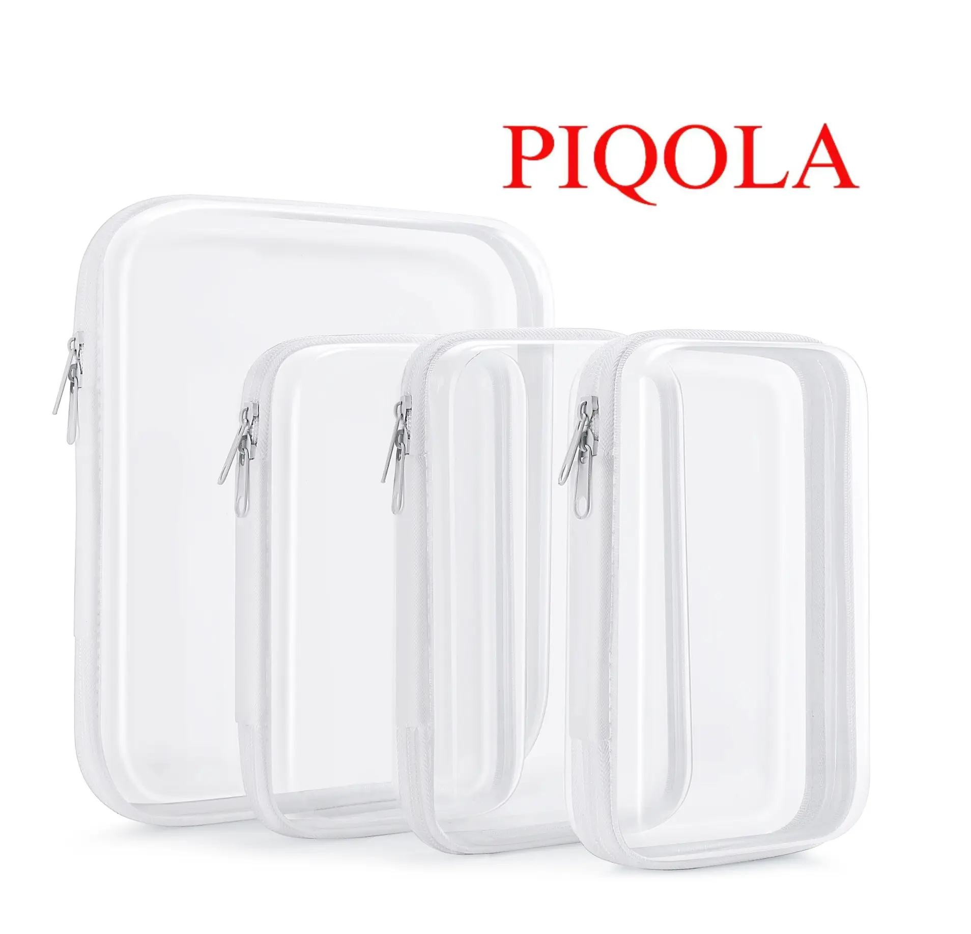 PIQOLA Clear Organizer Storage Box Clear Hard Shell Zipper Case PVC Plastic CLear Storage Containers for Tools & Small Objects Girl Stuff Summer Pool Portable Travel Organizer Set Makeup Organizer Toy Storage Bins High Transparency Diapper Bag M+3S