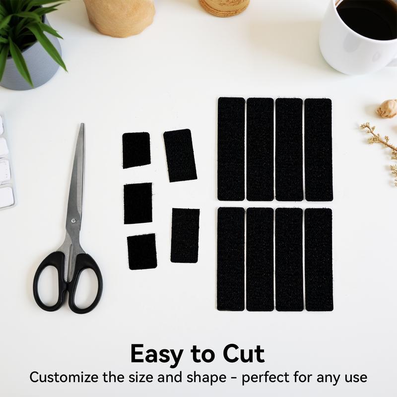 100 PCS Heavy Duty Hook and Loop Strips, Double Sided Reusable Adhesive Mounting Tape for Wall Hanging, Picture Frames, Cable Organizer, DIY Home Use [0]