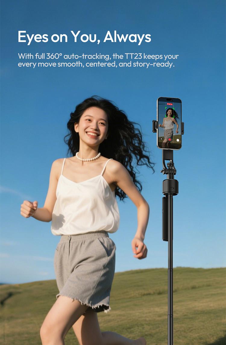 ULANZI TT23 64" Auto Face Tracking Tripod for iPhone/Android with Remote 360° Rotating Selfie Stick Follows Your Movement Facial Recognition Tripod for iPhone 17/16/15/14/13/Android/Camera/GoPro