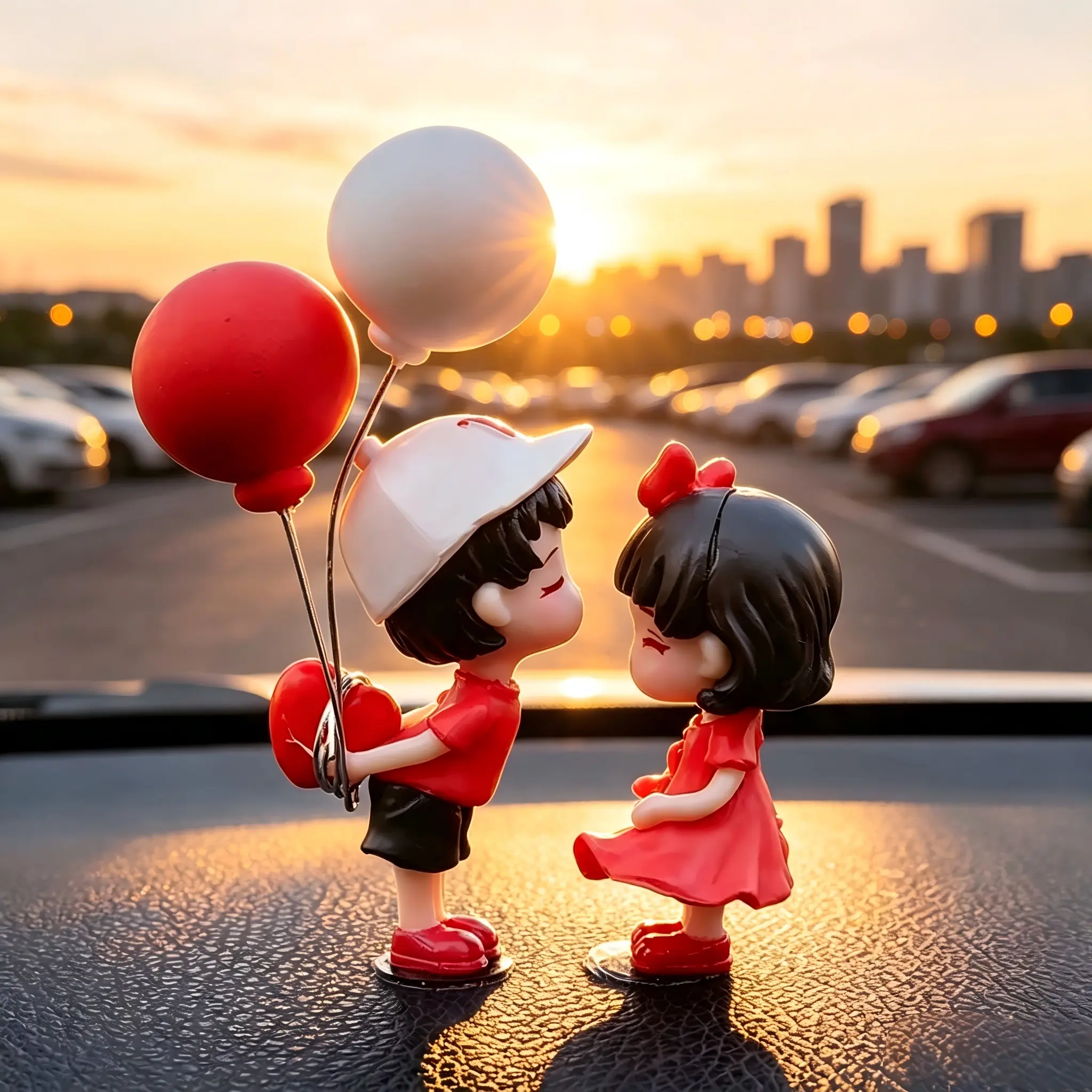 Whimsical Cartoon Couple Statue, Car Dashboard Decoration, Cute Home Decor & Car Interior Accessory