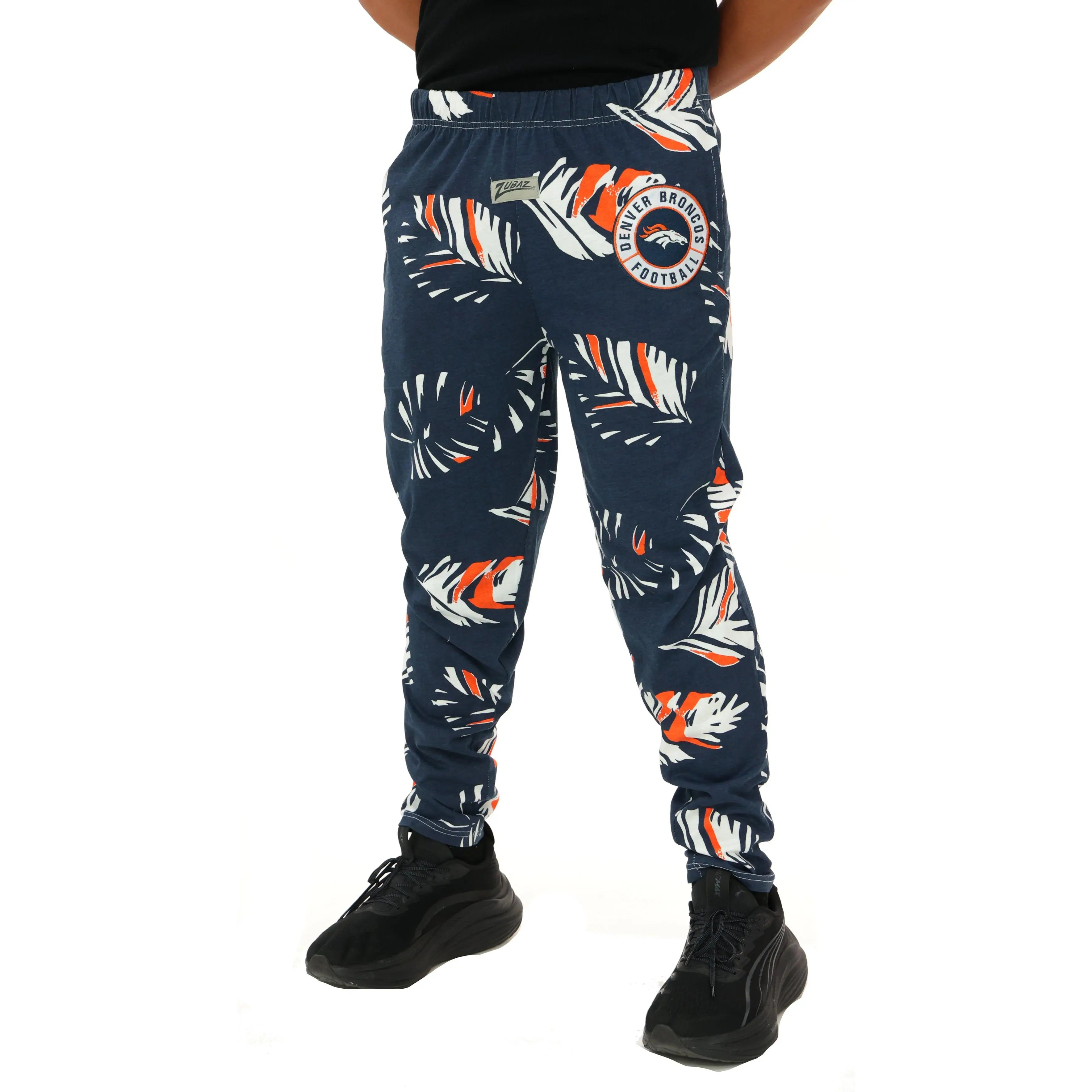 Zubaz NFL Adult Unisex Z88 Embroidered Leaf 3 Color Pants, Denver Broncos