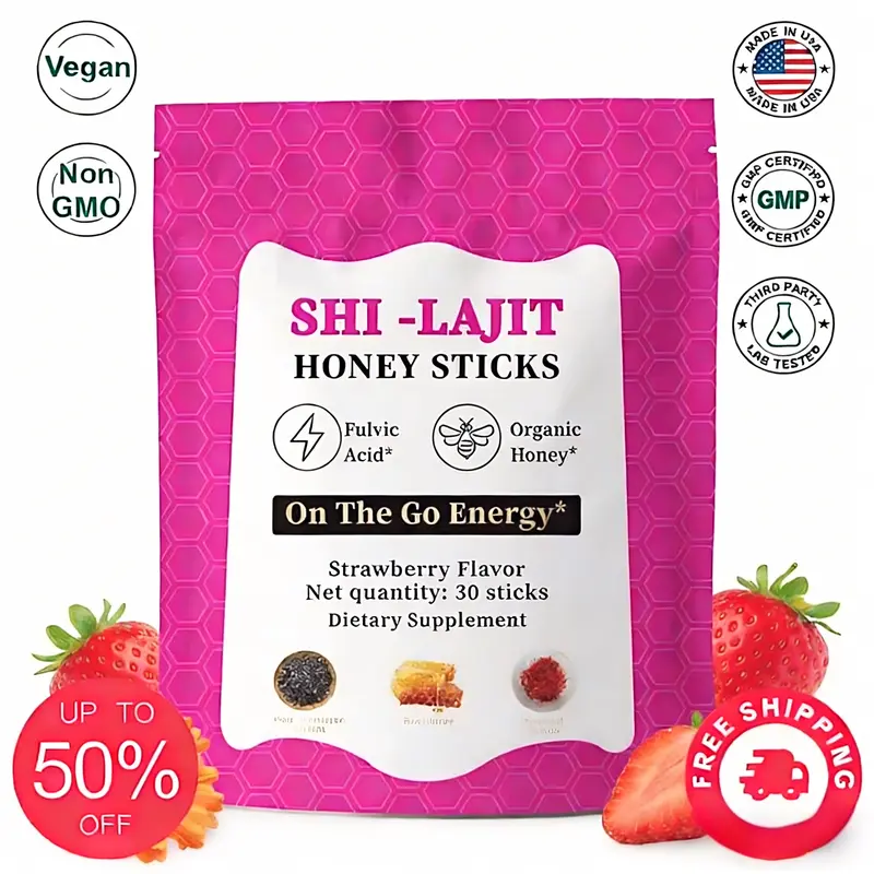 SHE-Lajit Shilajit Honeysticks for Women | Pure Himalayan Shilajit with Shatavari & Saffron | Hormonal Balance & Natural Energy Support | Delicious Organic Honey Infused | 30 Count Sticks