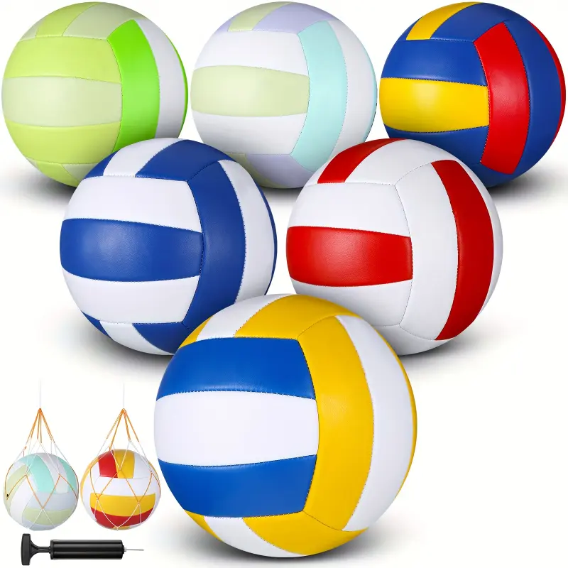 6pcs Volleyballs Official Size 5 Waterproof Soft Recreational Volleyball With Pump And Net Bag For Adults Indoor Outdoor Beach Sports Gym Game Graduation Gift