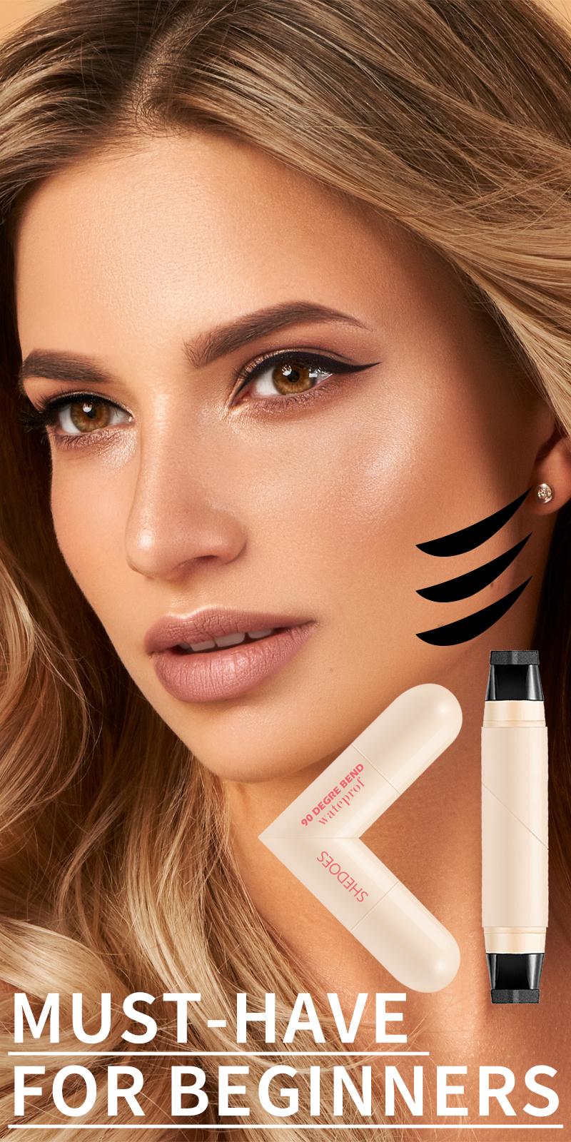 All-in-one Eyeliner Stamp Pen - Precise Application, Versatile & Easy to Use, Compact for On-the-Go Touch-ups, Natural Black & Honey Tea Brown Options