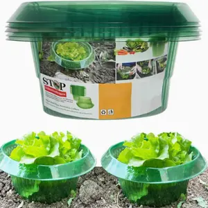 Fshow Garden Cloches，10 Pack Plastic Slug & Snail Plant Protection Collars,Snail Defense Without Chemistry, Snail Collar Protects Plants to Get Better. (Emerald Green)