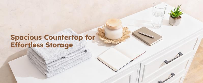 BERRY NEST Farmhouse Dresser for Bedroom, 47.2'' Wide Wood White Dresser with 6 Drawer, Modern Minimalist Chest of Drawers with Metal Handle, Closet Store Organizer for Living Room, Hallway