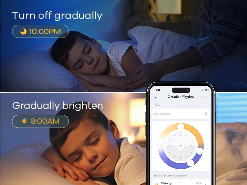 Linkind AiDot A19 Smart Light Bulb with Remote Control, 16 Million Color Changing Light Bulbs, 60W, 1800K-6500K, 800lm, 2.4GHz WiFi, Dimmable