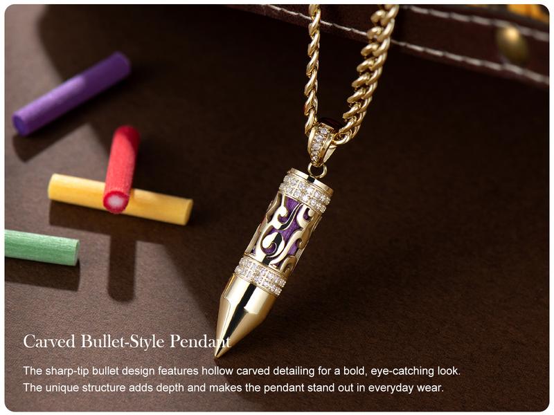 Holylegend 14K Real Gold-Plated Carved Bullet Aroma Necklace, Trendy Gold-Plated Jewelry with Double-Row CZ Stones, Hollow Engraved Design with Aroma Cotton, Pad Affordable Gold-Plated Gifts for Fashion Lovers
