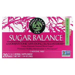 Triple Leaf Tea Sugar Balance, & Women's Tonic with Dong Quai & Mulberry, Caffeine-Free, 20 Tea Bags, 1.34 oz (38 g)