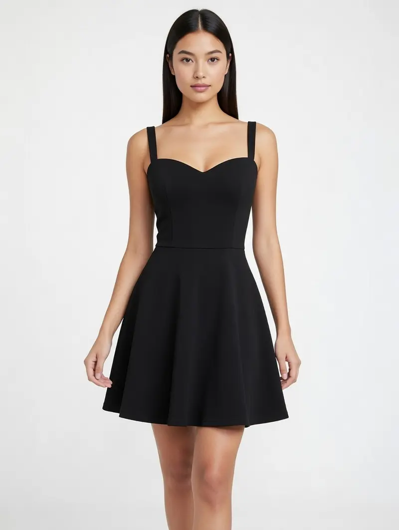 sachin and babi light blue dress Black Sweetheart Neck Premium Stretch Skater Dress