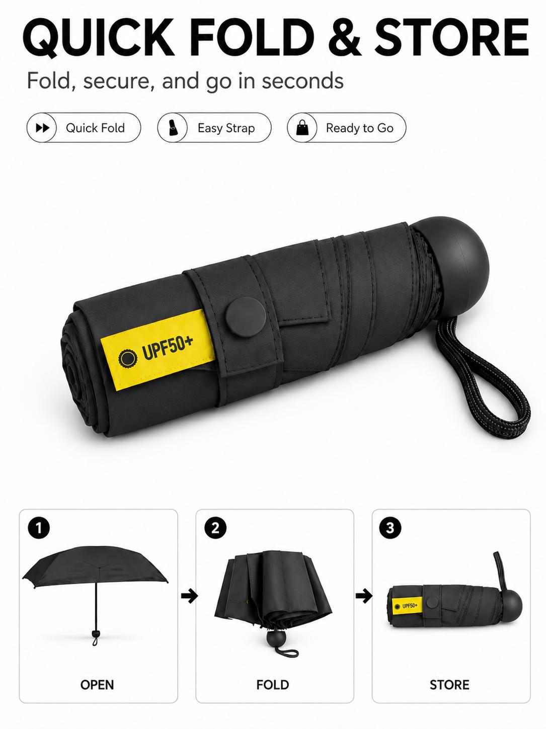 Mini Folding Pocket Umbrella, UPF50+ Sun Protection, Water-Repellent Compact Travel Umbrella with Blackout Inner Coating, Lightweight Portable Design for Purse, Mini Bag, Backpack, Car, Beach, Daily Commute, Summer Trips, Outdoor Use, Women, Men and Teens Mini Folding Pocket Umbrella, UPF50+ Sun Protection, Water-Repellent Compact Travel Umbrella with Blackout Inner Coating, Lightweight Portable Design for Purse, Mini Bag, Backpack, Car, Beach, Daily Commute, Summer Trips, Outdoor Use, Women, Men and Teens