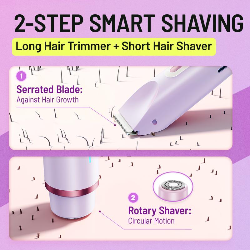 Flawless Glide Bikini Trimmer Painless Electric Shaver for Silky Smooth Skin IPX7 Waterproof USB Rechargeable Dual Action Smoothing Wet Dry Freedom Handle Adjustable Must-have Gift