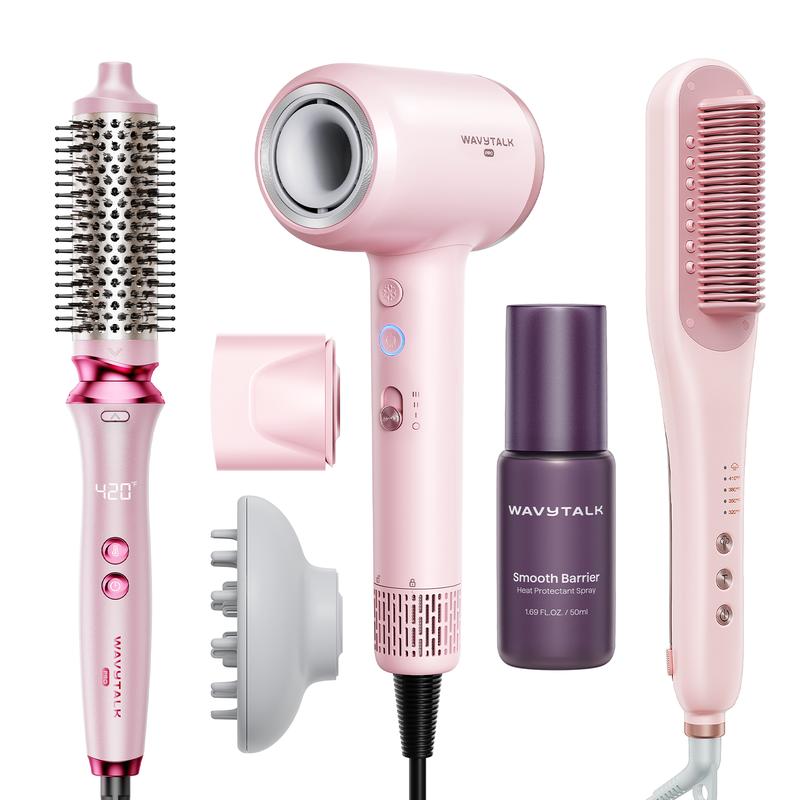Wavytalk Ultimate Hair Styling Kit: Heatwave pro curler, Blow Dryer & Heat Protectant& Steamline pro