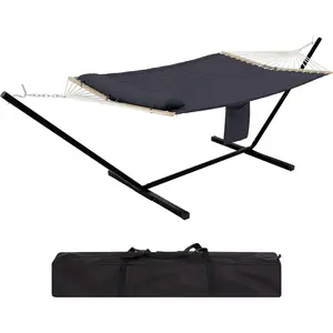 2-Person Hammock Suite with Collapsible Steel Frame | 450lb Weight Support, UV-Resistant & Storage Bag | Concave Dark Gray for Backyard & Camping