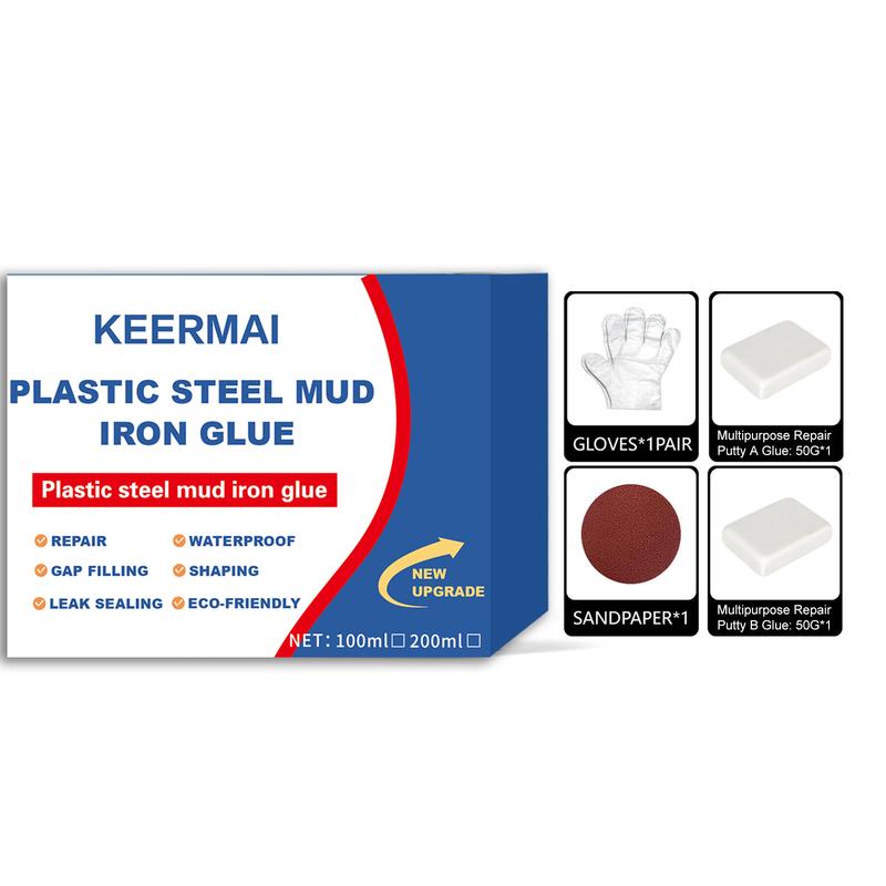 Plastic Steel Mud Iron Glue High Strength Waterproof Leak Repair Adhesive Multi Functional AB Glue for Ceramic Tile Patching Bonding 100ml/200ml