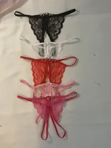 Pink, Black, Red, White Crotchless Panties l Personalized Personalizable l Charms, Thong, Underwear, Lingerie