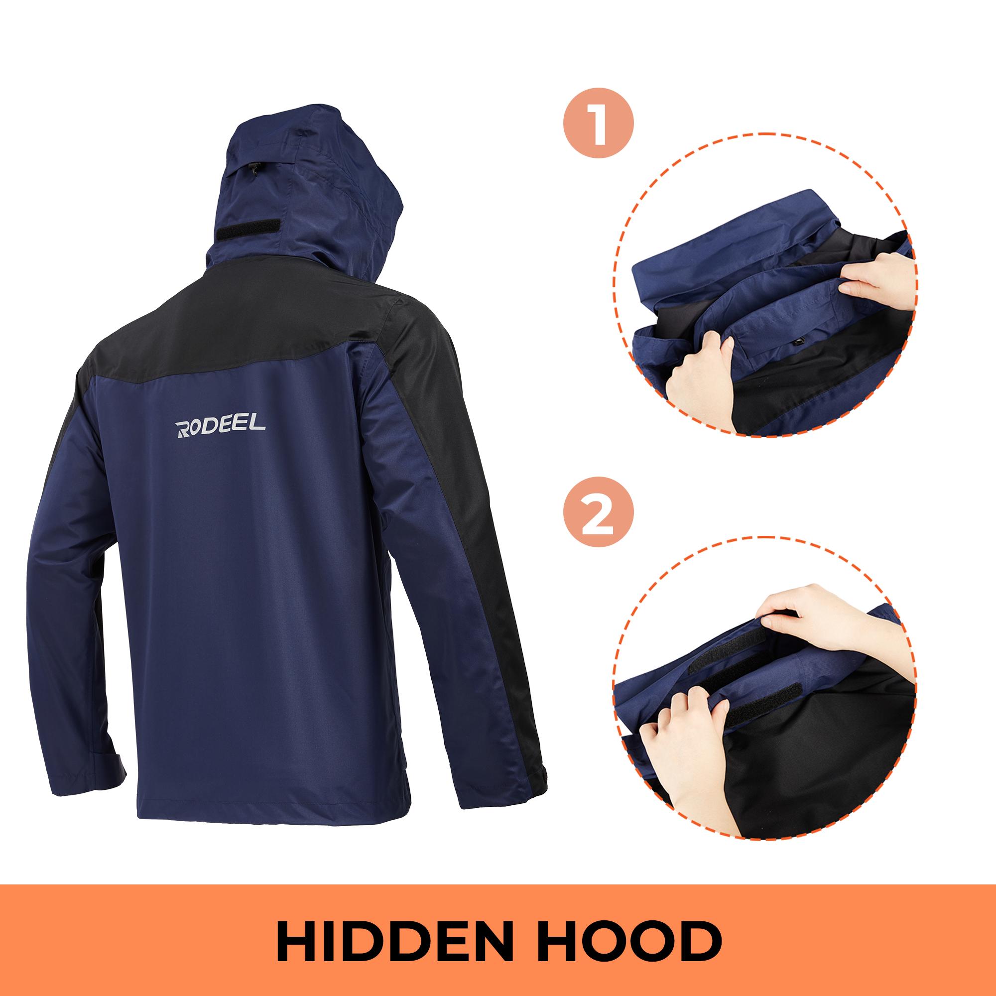 【RODEEL】704 Premium Waterproof Jacket w/ Foldable Hood Men Lightweight Breathable Hooded Rainwear Durable Rain Coat Weatherproof Windbreaker For Outdoor Camping Fishing Boating Construction Roofing Landscaping Gardening Workwear, Holiday Gift 【RODEEL】704 Premium Waterproof Jacket w/ Foldable Hood Men Lightweight Breathable Hooded Rainwear Durable Rain Coat Weatherproof Windbreaker For Outdoor Camping Fishing Boating Construction Roofing Landscaping Gardening Workwear, Holiday Gift