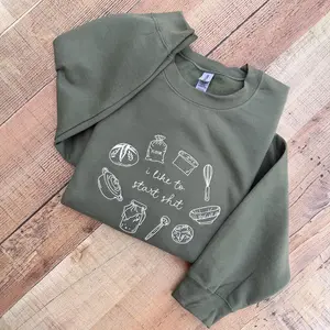 Sourdough Dealer Embroidered Sweatshirt, I Like to Start Shit Funny Baker Crewneck, Sourdough Baker Gift