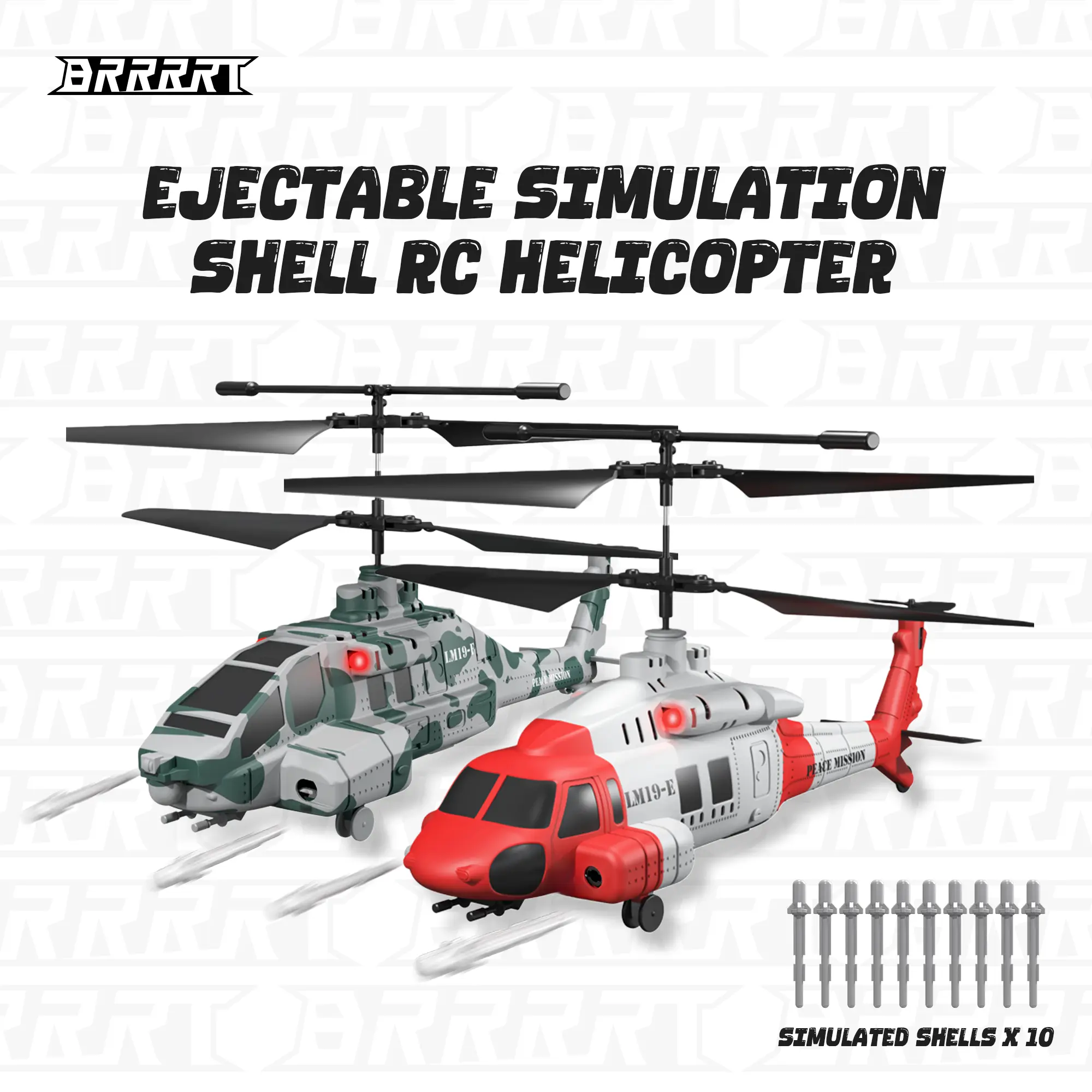 BRRRRT RC Helicopter - 6-Axis Gyroscope, 2.4G Remote Control, Projectile Firing, 1-Touch Takeoff & Landing, Speed Adjustment, Hovering, LED Lights, Cool Boy Gifts, Kids' Birthday & Christmas Toy
