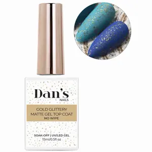 Gold Glitter Matte Top Coat Gel Polish