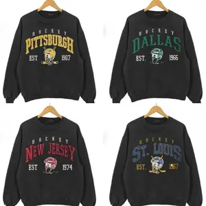 Retro All Teams Hockey Sweatshirt, Hockey Crewneck Sweatshirt, Hockey Gift For All Fan Sport, Game Day Outfit