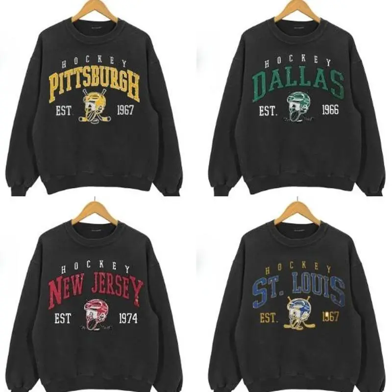 Retro All Teams Hockey Sweatshirt, Hockey Crewneck Sweatshirt, Hockey Gift For All Fan Sport, Game Day Outfit