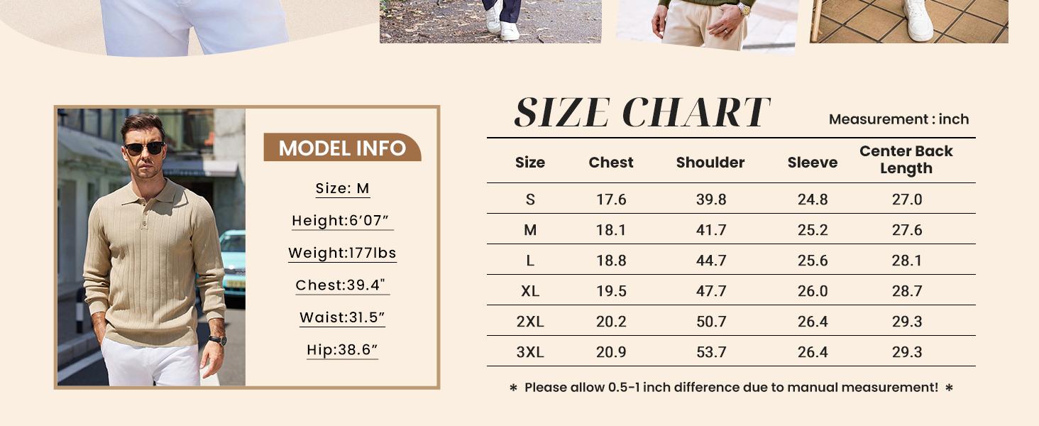 COOFANDY Mens Knit Polo Sweater Long Sleeve Polos Lightweight Casual Dress Pullover Sweaters