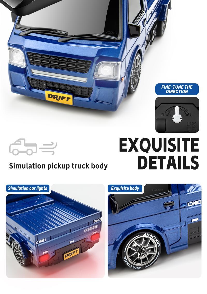 Drift Pickup Truck 1:24 Scale 4WD Remote Control Car with Dual Tire Sets Realistic Design 16-18 km/h Speed 2.4GHz Control 49-66 ft Range Blue/White Drift Pickup Truck 1:24 Scale 4WD Remote Control Car with Dual Tire Sets Realistic Design 16-18 km/h Speed 2.4GHz Control 49-66 ft Range Blue/White