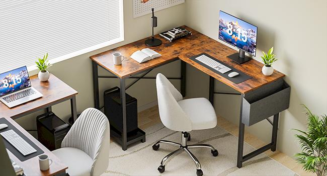 L Shaped Desk - Computer Desk Corner Desks Gaming  PC Table with CPU Stand Side Bag for Home Office Dorm Sturdy Writing Workstation