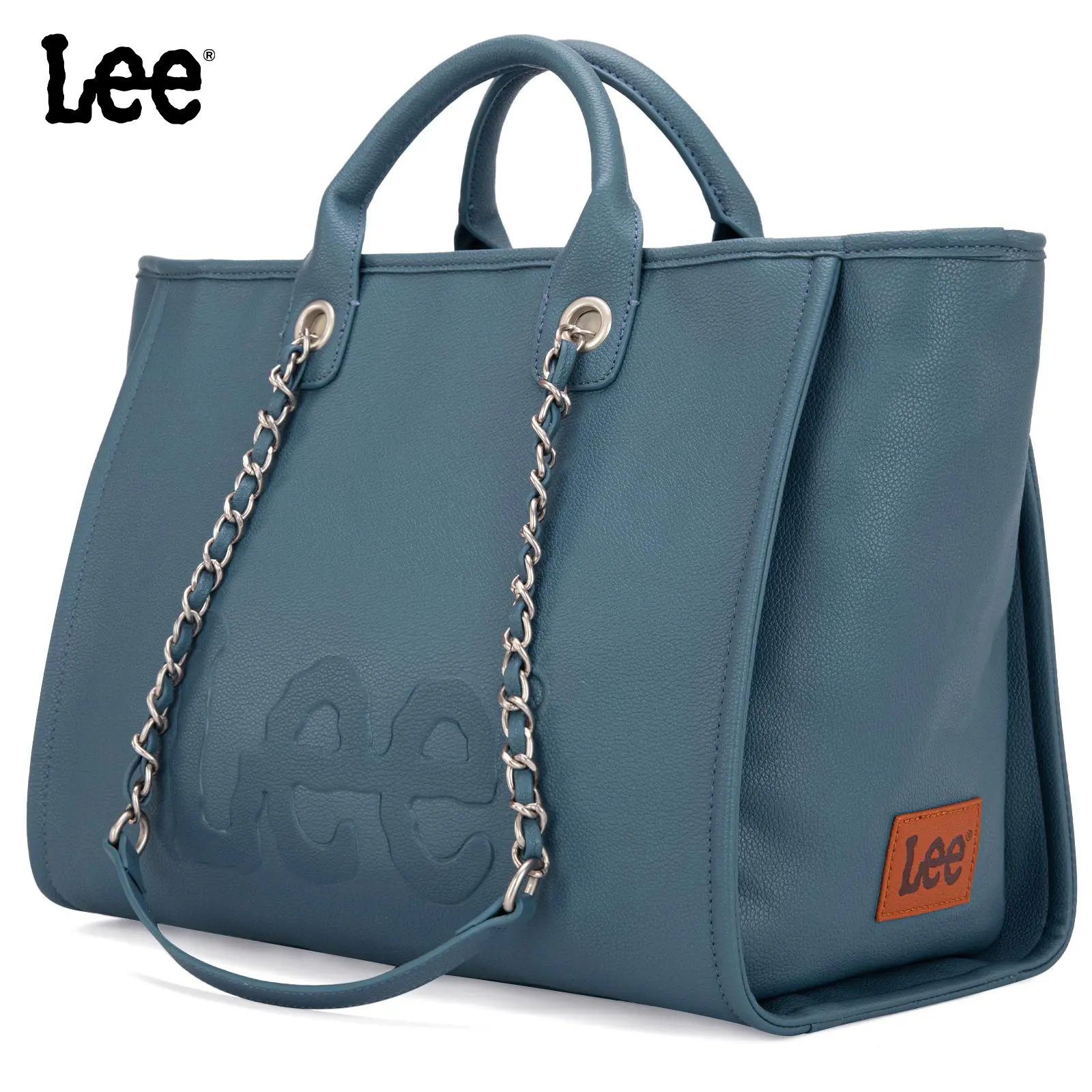 Lee  Laptop Tote Bag for Women, made of leather, with a chain shoulder strap, Ideal Gift for Women, Office & Daily Use