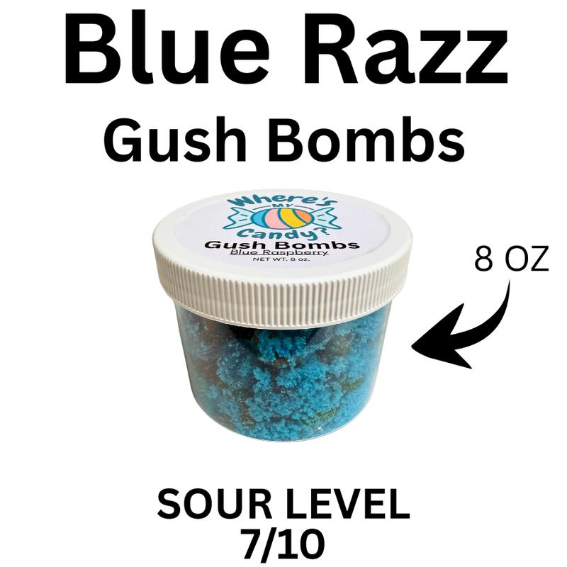 Blue Razz Gush Bombs - SUPER & EXTREME SOUR - Viral TikTok Candy - Gushers - 8 Ounce