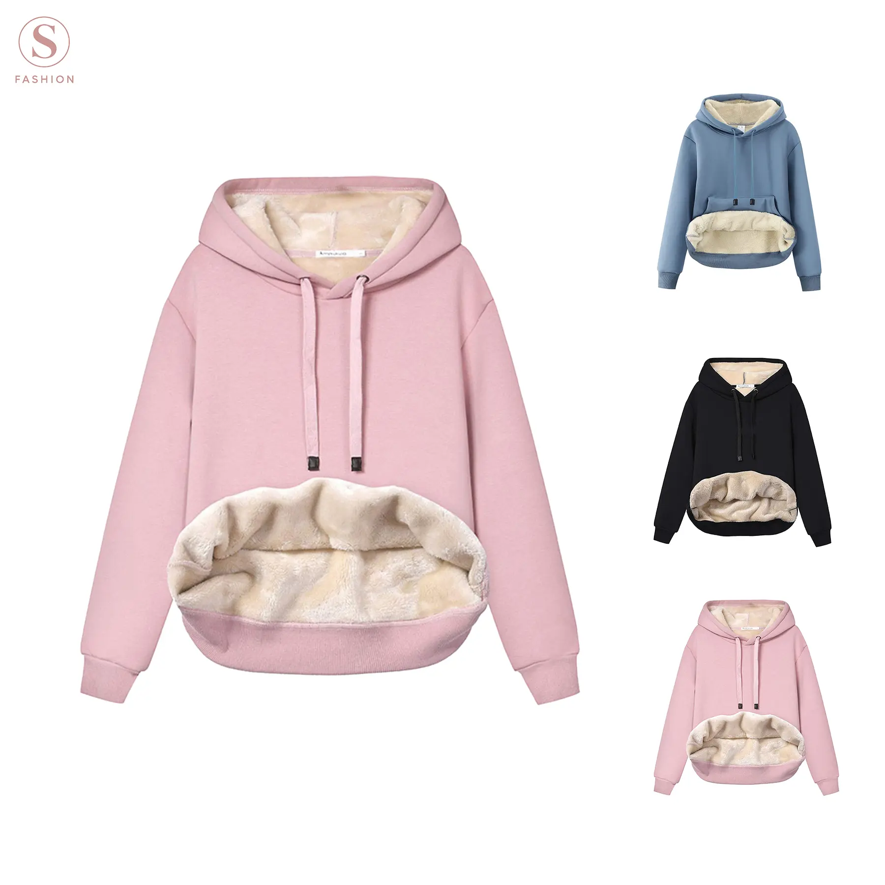 Yimoon Women's Winter Warm Hoodie Sherpa Fleece Lined Pullover Hoodie Hooded Sweatshirt Heavyweight Casual Tops