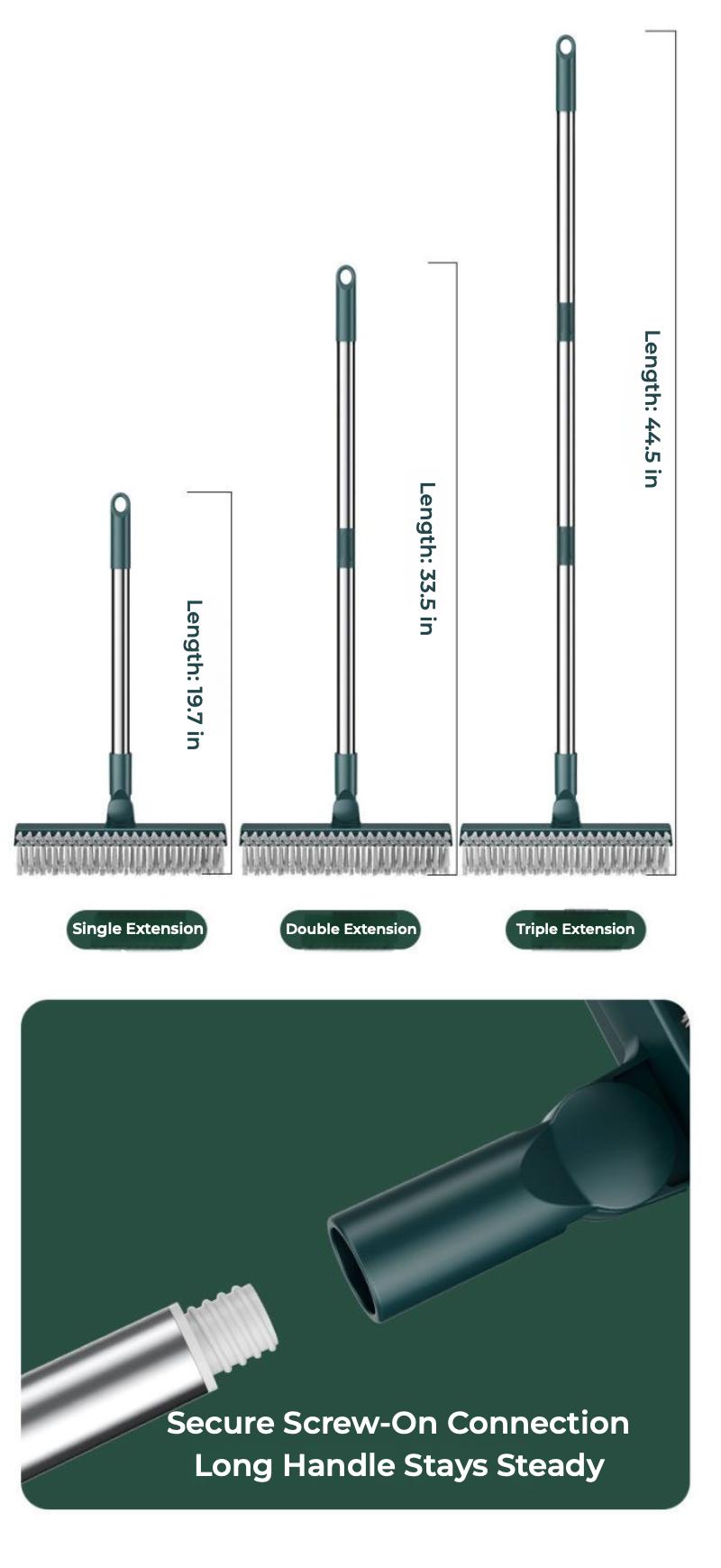 Floor Scrub Brush with Long Handle, 3-in-1 Scrape and Heavy-Duty Stiff Bristle Floor Scrubber Brush with Squeegee for Cleaning Tile Wall Deck Bathroom Patio Garage Kitchen home kit