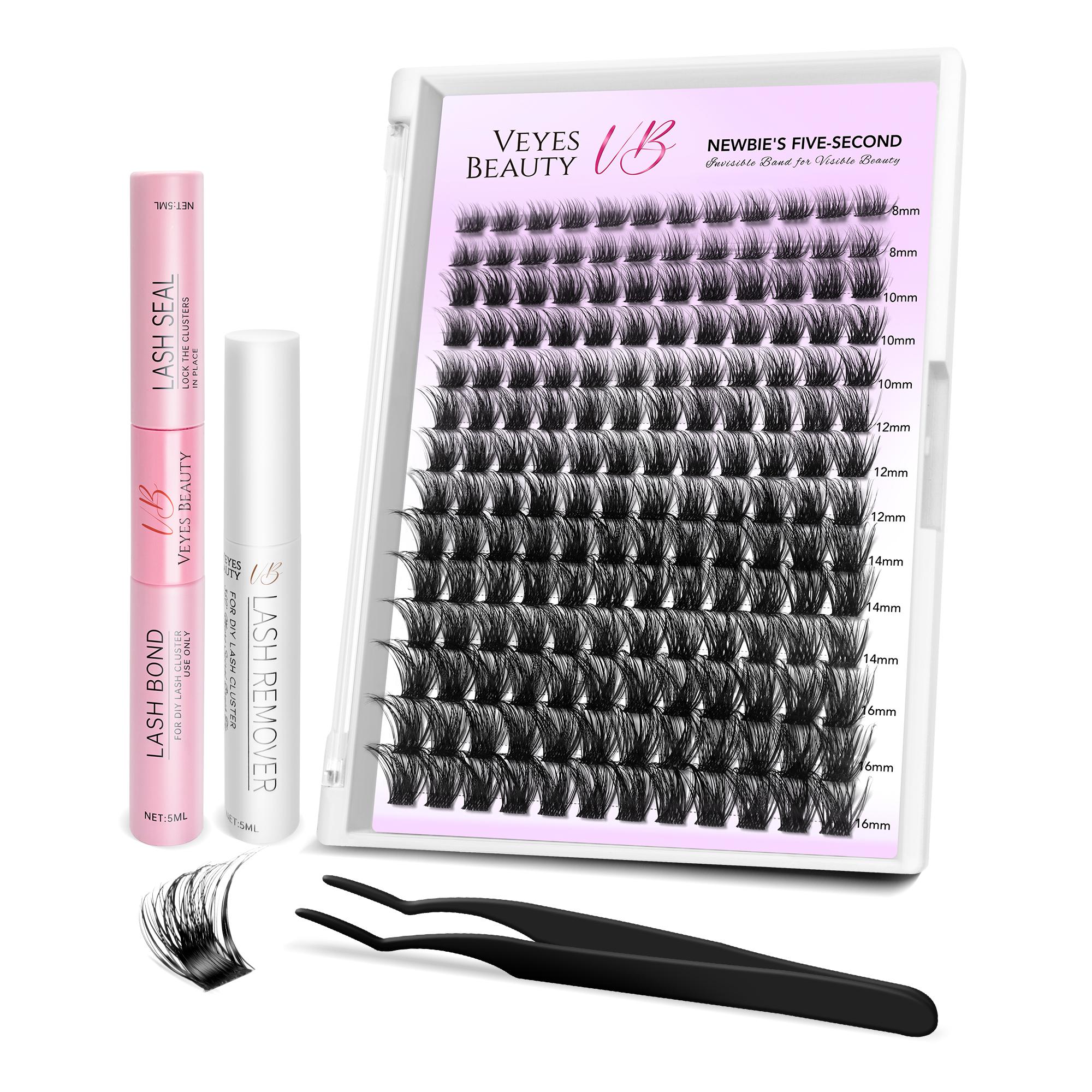 VEYESBEAUTY VB-Siren Cluster Lashes Individual Lash Extensions Layered Wispy Faux Mink Lash Newbie's Five-Second DIY Mixed Length for Self Application Makeup at Home Cosmetic Eyelashes Extensions