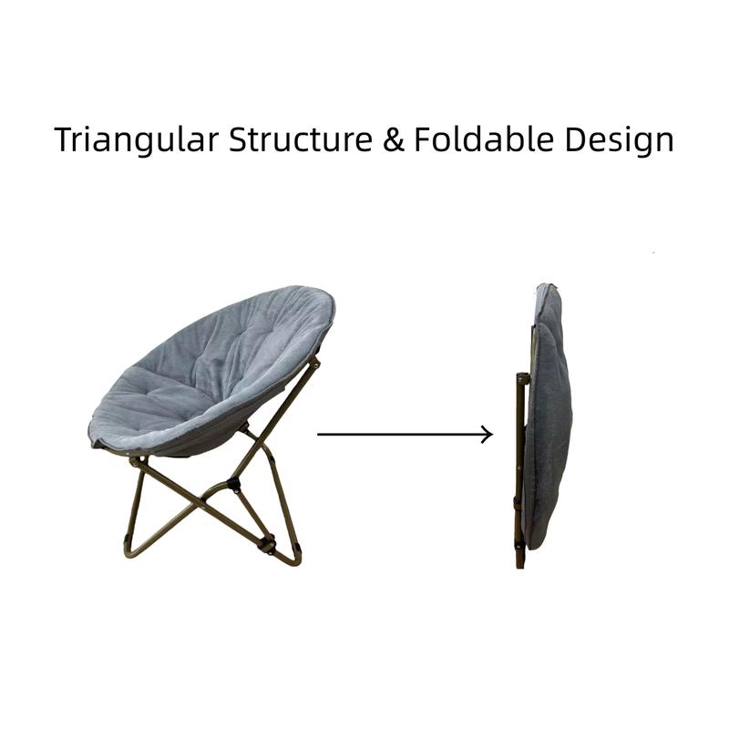 Moon Chair-Cloud-Soft Waffle Flannel Foldable Lazy Seat 300lbs Sturdy Steel Frame Triangular Structure Floor Friendly No Scratches Ideal for Dorms Small Apartments