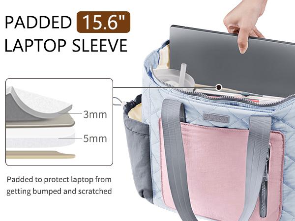 Bagstellar Puffer Tote Bag for Women, Lightweight Large Work Tote Laptop Bag, Travel Tote Bag with Zipper Gifts for Women Teacher Nurse Quilted Shoulder Bag for School Gym