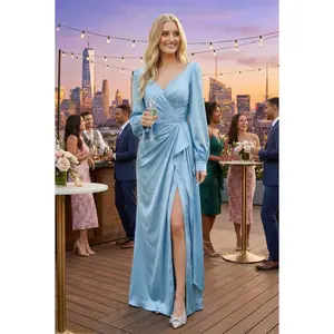 Kentucky Derby Dress Race Outfit in Dusty Blue by May Queen MQ1974