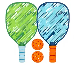 2 Player Youth Pickleball Paddle Set – Wooden Pickleball Paddles with Foam Grips, Outdoor Balls & Carry Bag Included