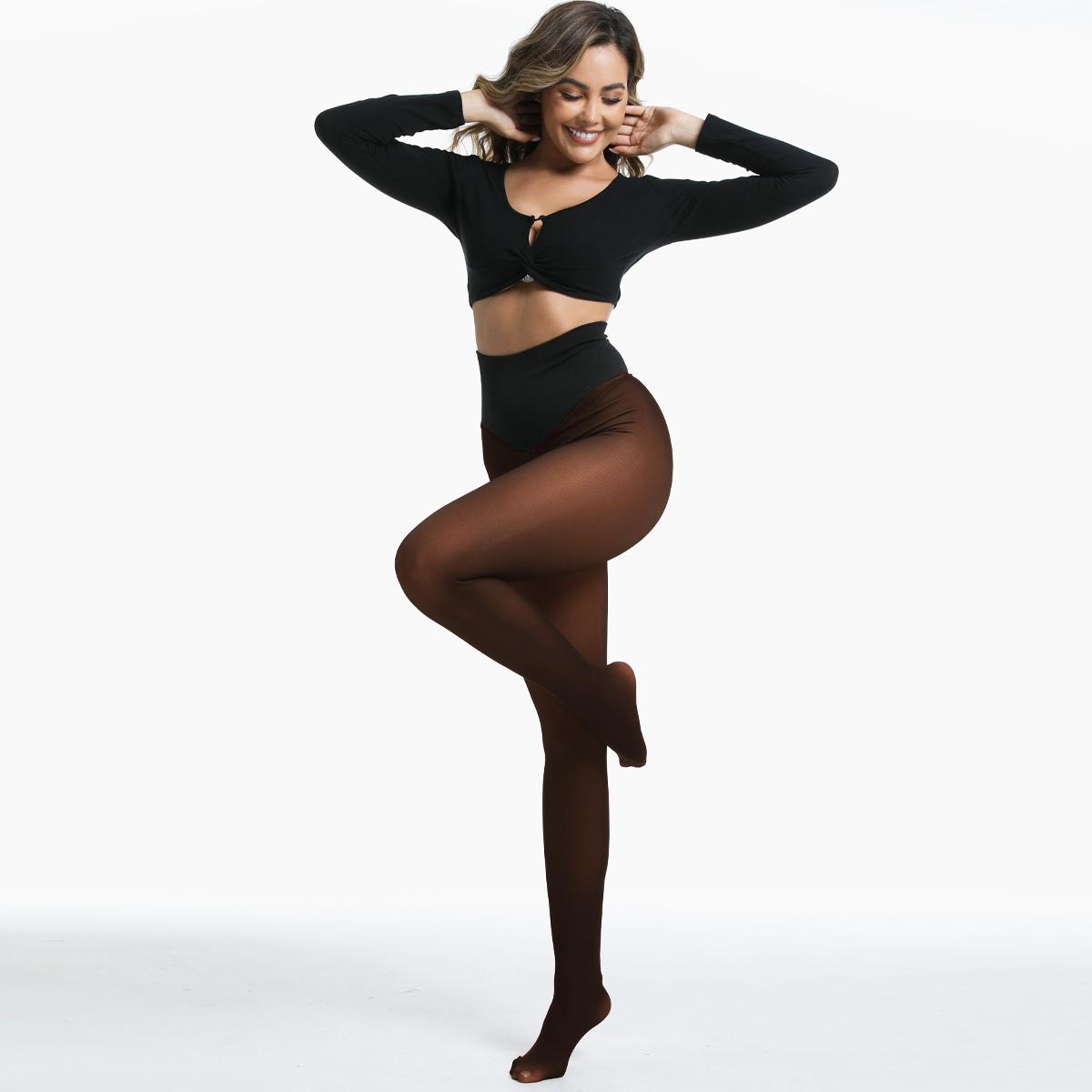  Women's Fleece Lined Tights Fake Translucent Warm Thermal Pantyhose Fake Sheer Thick Leggings Ladies Under Dress for Winter with Plush Inner Layer,High quality  Faux fur Tights,Soft and Breathable,Hight Stretch,Everyday,Minimalist,Slim.