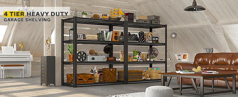 Raybee Furniture 4/5-Layer Heavy Duty 2240LBS-2550LBS Garage Storage Shelves, Adjustable Metal Shelving for Garage,Basement,Pantry
