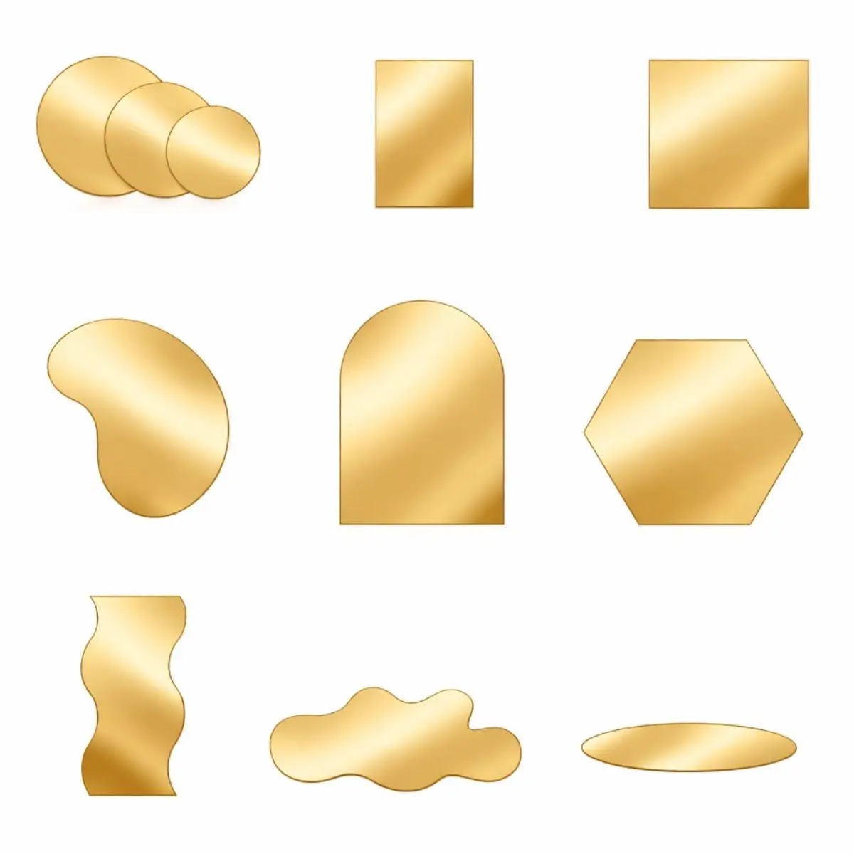 Glow Acrylic Mirror Reflective Display Set - 11PC Photo Background Props - Modern Shapes for Product Photography & Creative Photoshoots (Gold)