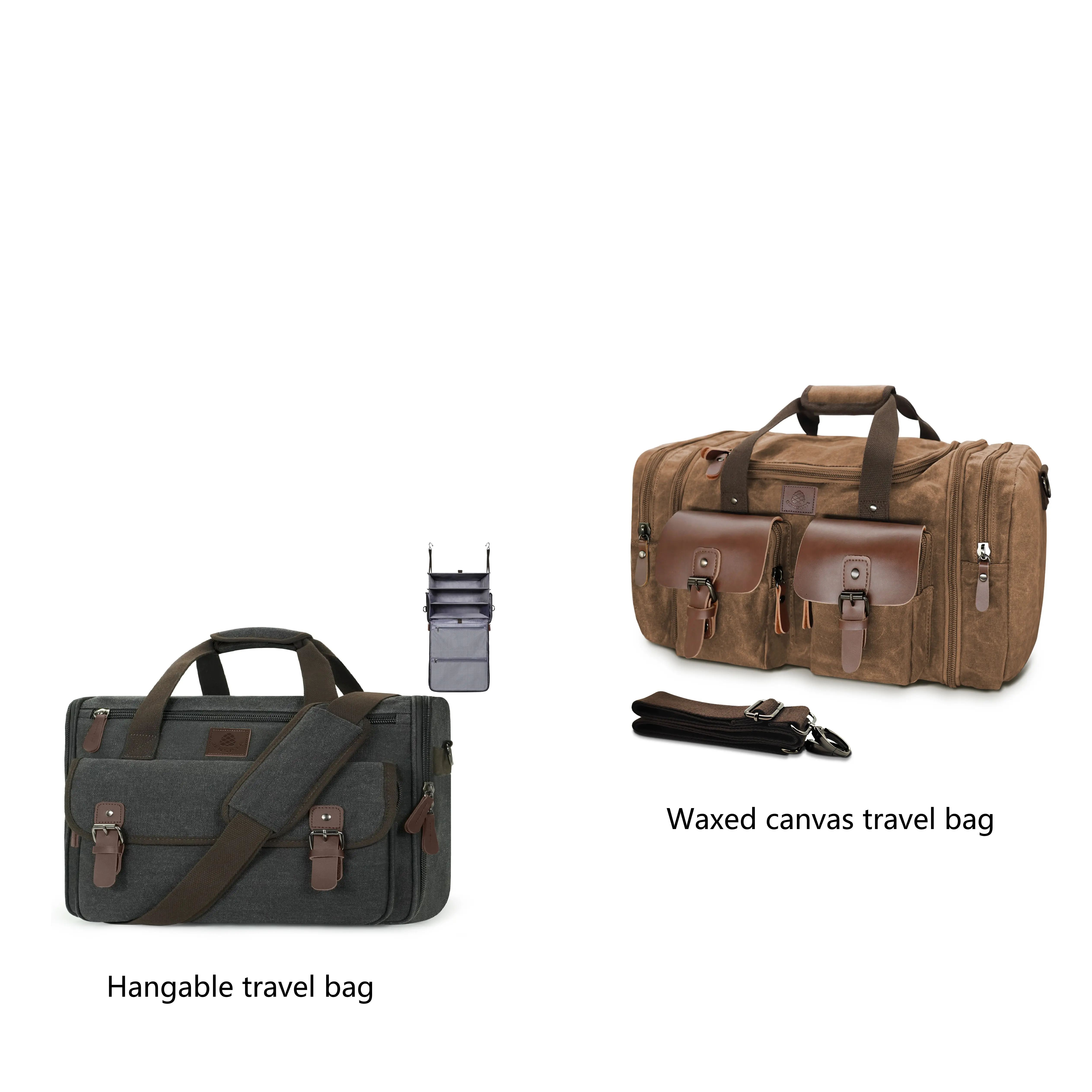 Hangable travel bag+Waxed canvas travel bag