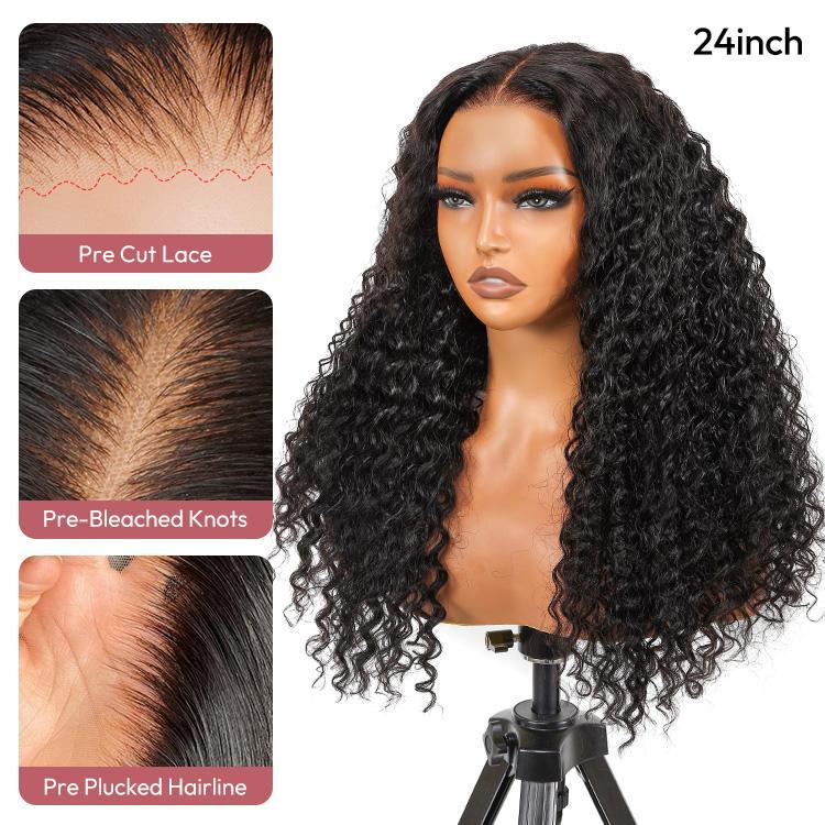 [NEW IN] West Kiss 200% Density Glueless Human Hair Wigs Deep Wave 7x5 Lace Closure Wig Pre Cut Lace Pre Bleached Pre Plucked Hairline