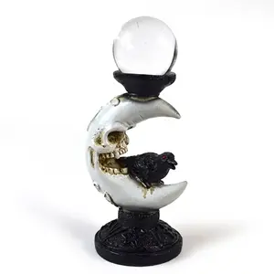 50mm Clear Gazing Ball — Crescent Moon &amp; Crow Scrying Stand